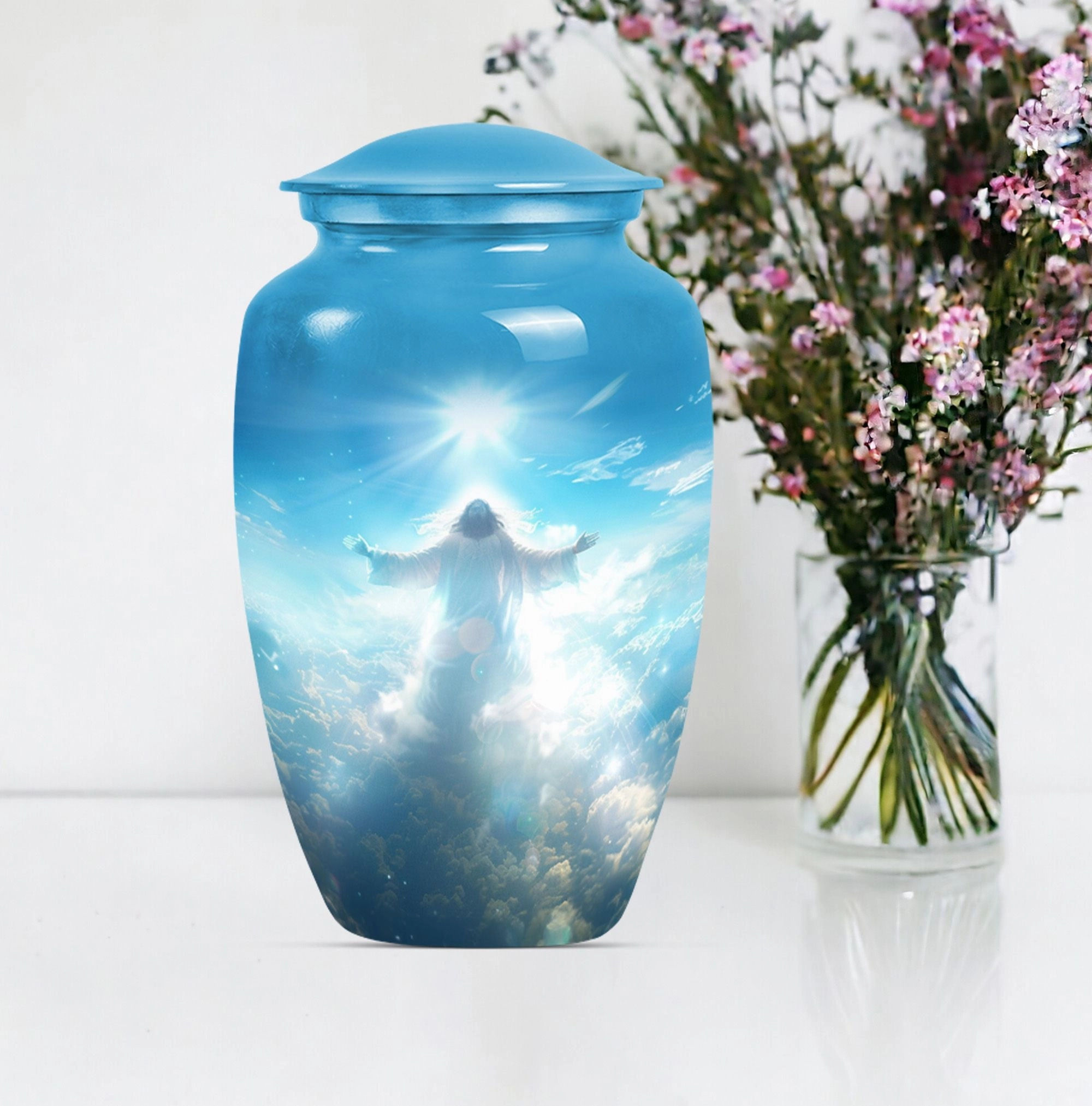 Jesus Emblazed Cremation Urn - Container For Human Remains