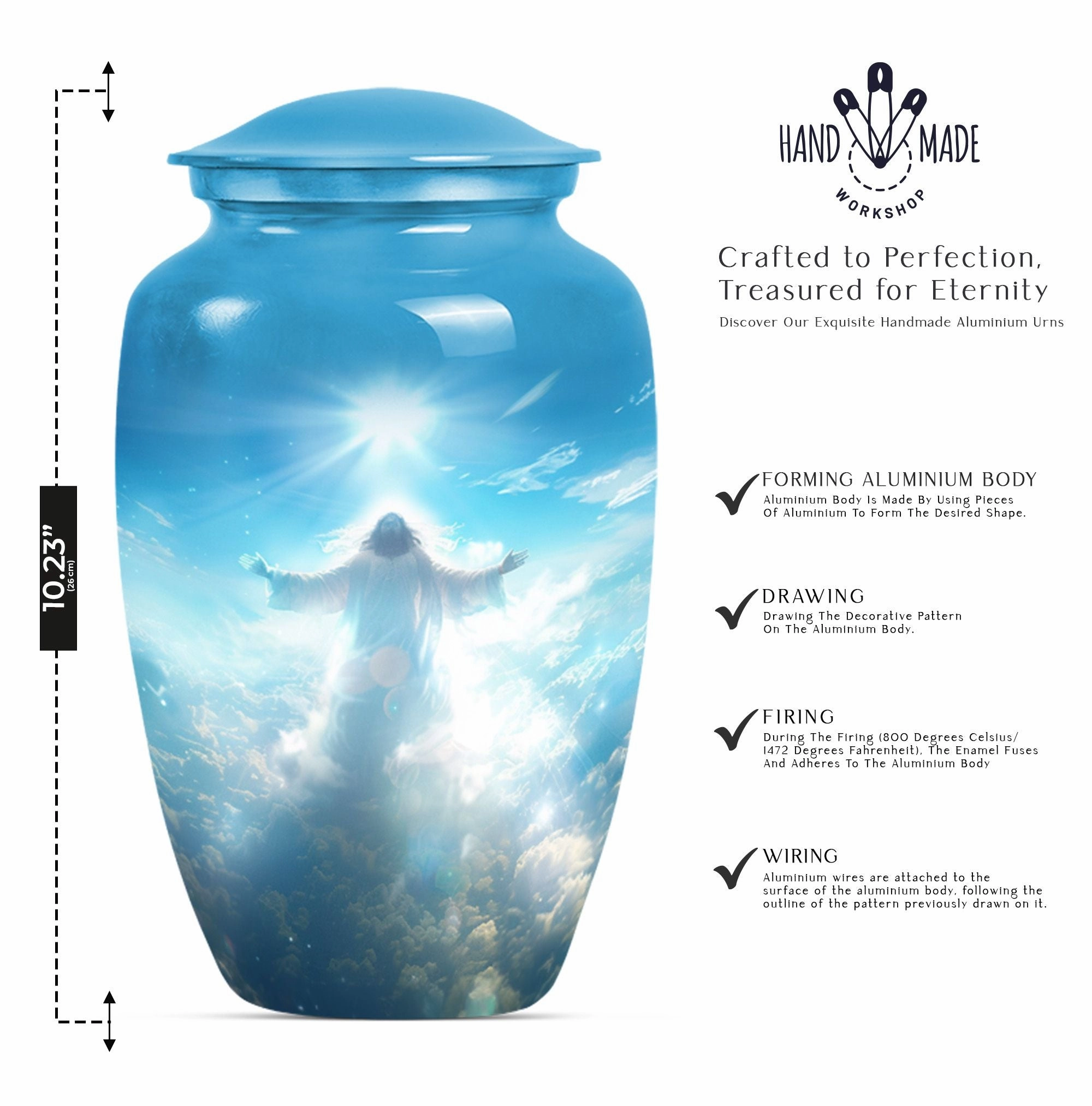Jesus Emblazed Cremation Urn - Container For Human Remains