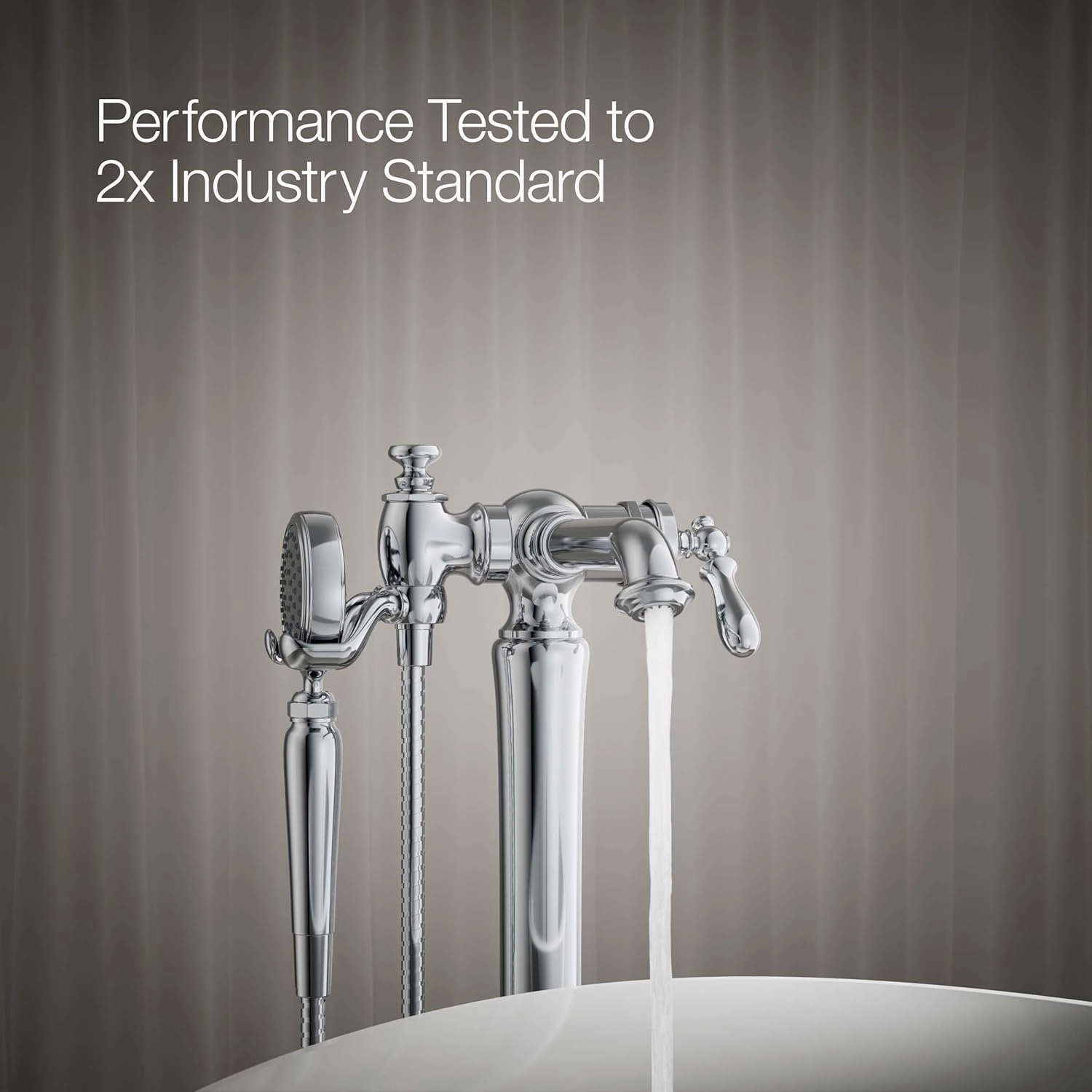 Kohler K-T72790-9M-CP Artifacts Single-Handle Floor-Mount Roman Tub Faucet Bath Filler Trim in Polished Chrome