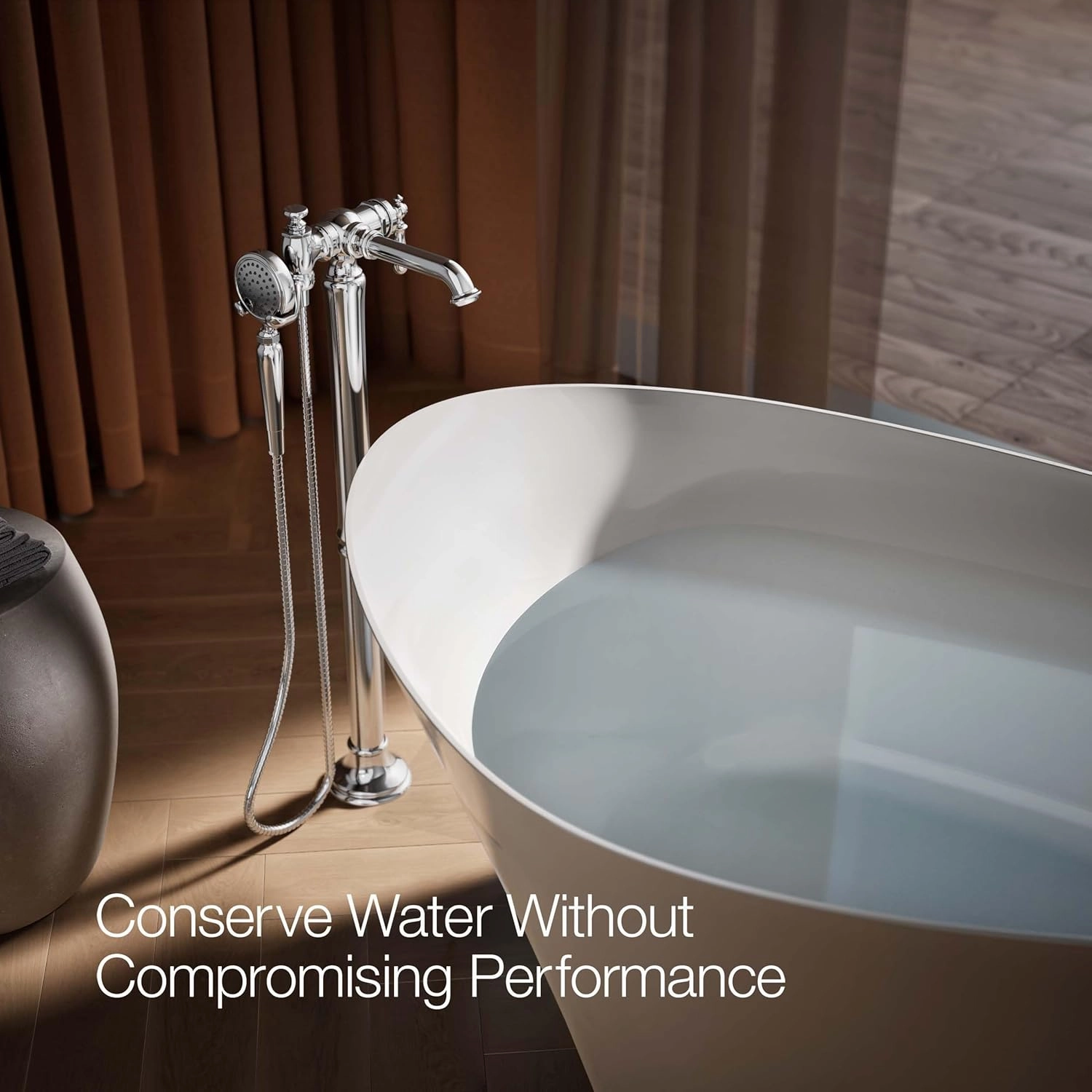 Kohler K-T72790-9M-CP Artifacts Single-Handle Floor-Mount Roman Tub Faucet Bath Filler Trim in Polished Chrome