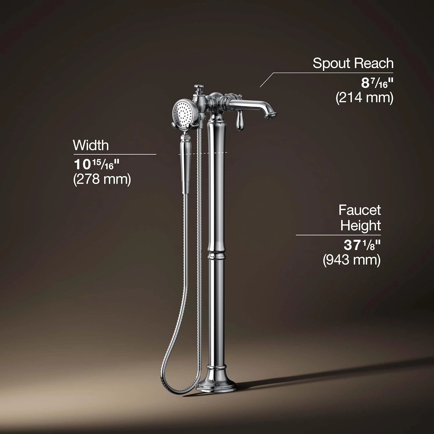 Kohler K-T72790-9M-CP Artifacts Single-Handle Floor-Mount Roman Tub Faucet Bath Filler Trim in Polished Chrome