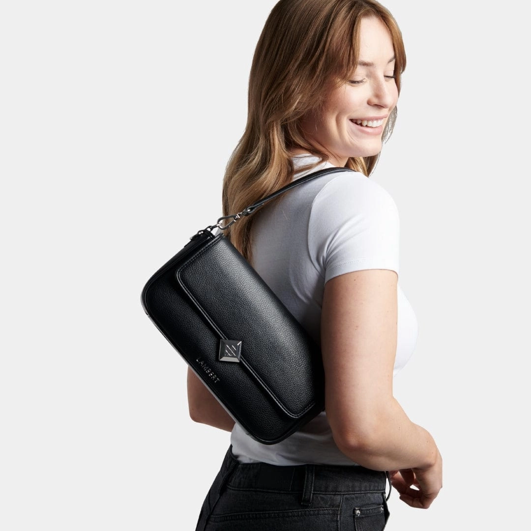Le Mathilda - Sac à main 2-en-1 en cuir vegan noir