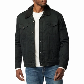 Levi Strauss Signature Men's Faux Leather Trucker Jacket, Raven, XL