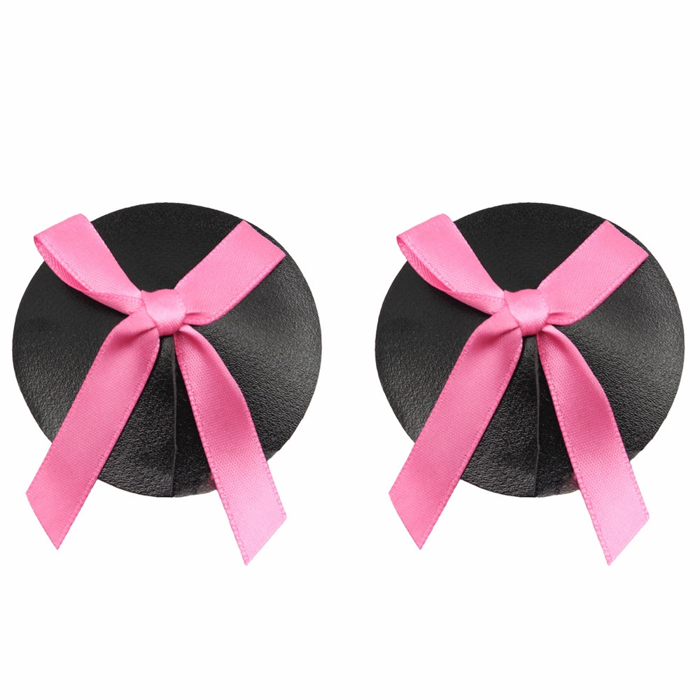 Love in Leather Satin Bow Nipple Pasties
