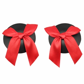 Love in Leather Satin Bow Nipple Pasties