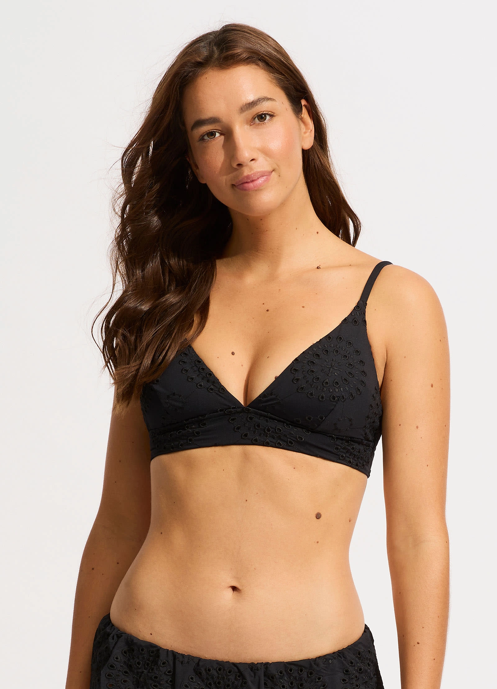 Lulu Banded Bralette Bikini Top - Black