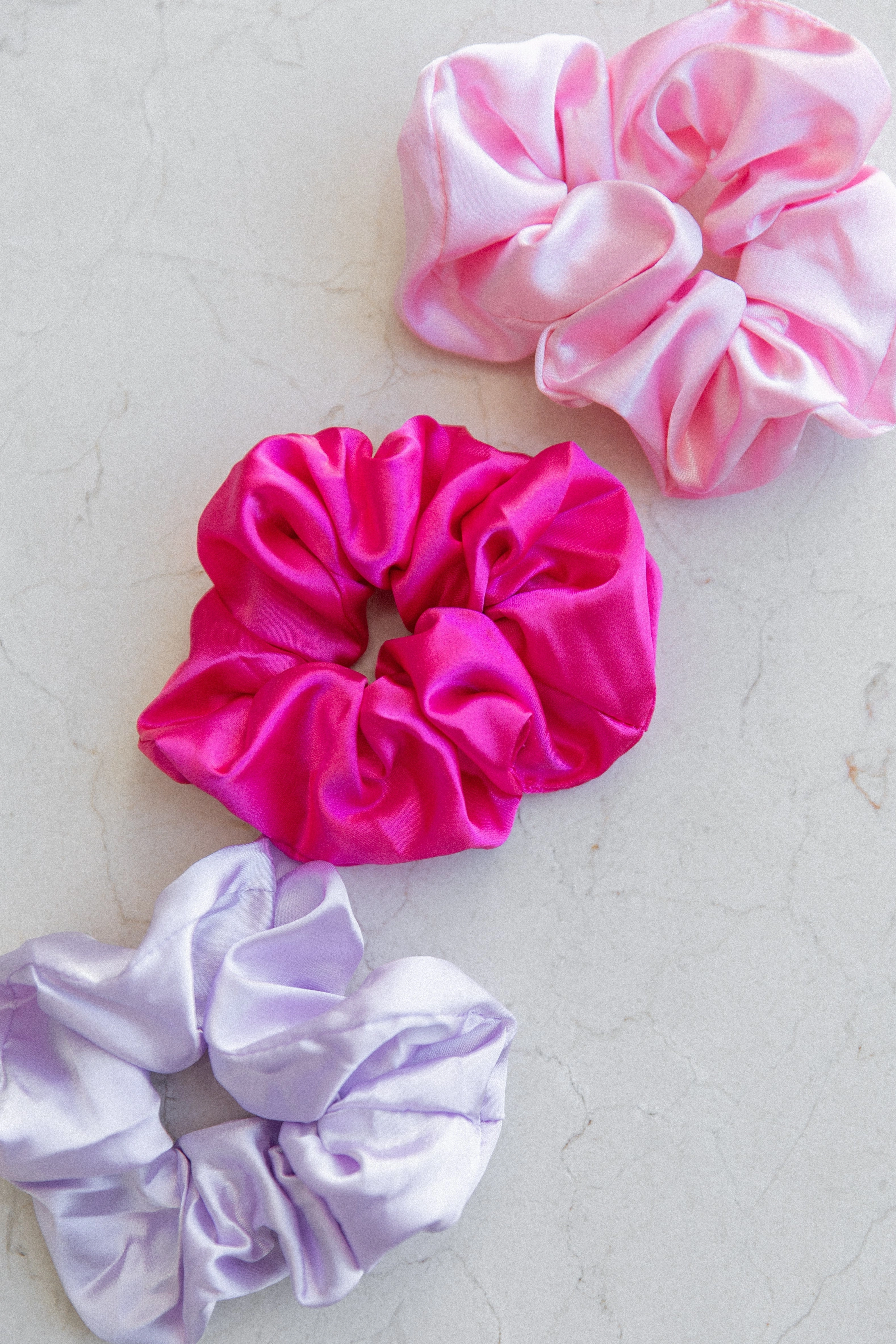 Melissa 3 Pack Satin Scrunchie Set - Pink Multi