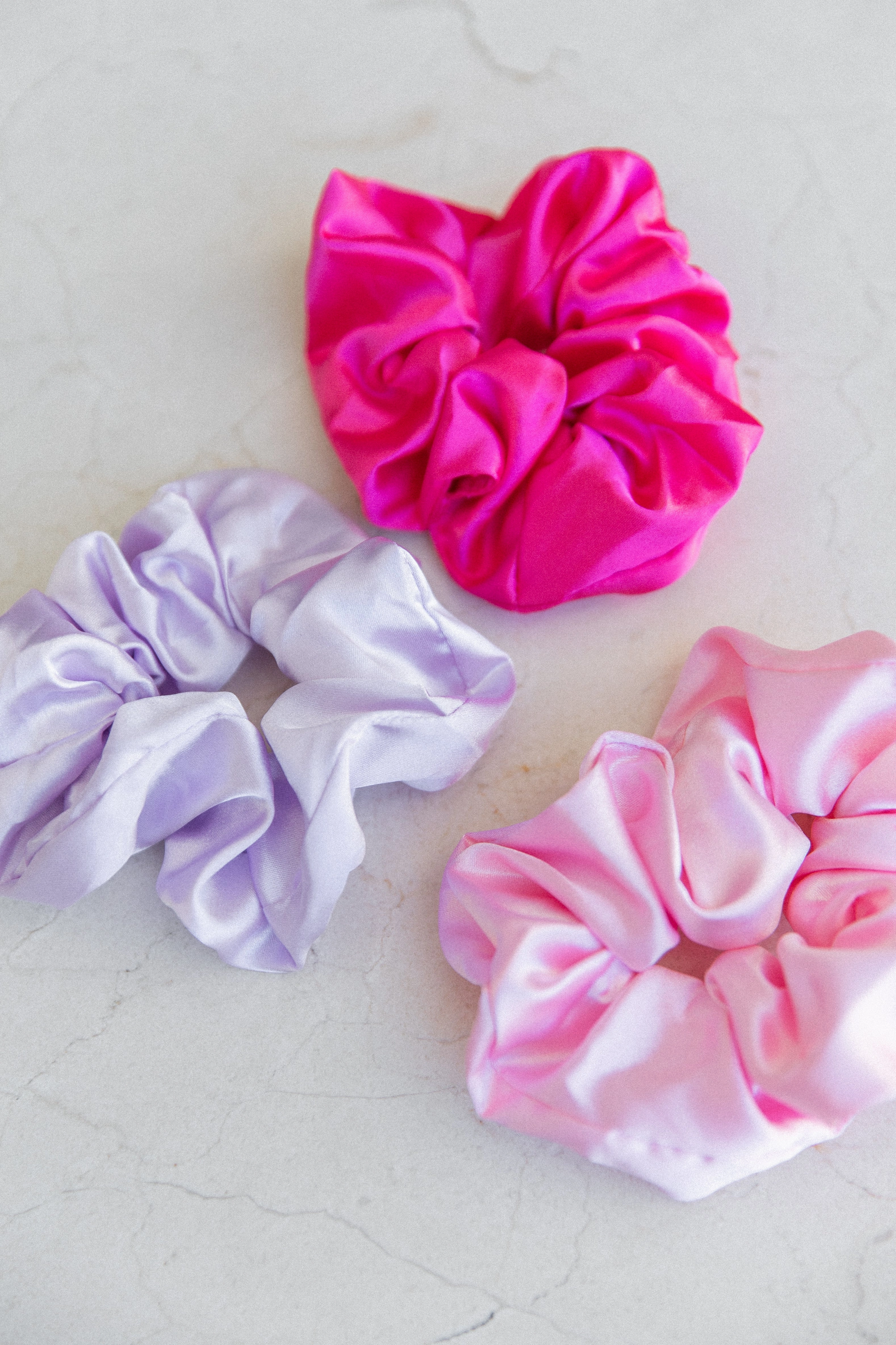 Melissa 3 Pack Satin Scrunchie Set - Pink Multi