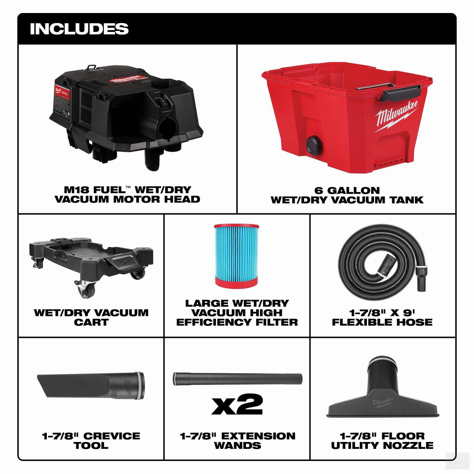 Milwaukee 6 Gallon M18 FUEL Wet/Dry Vacuums (0910-20)