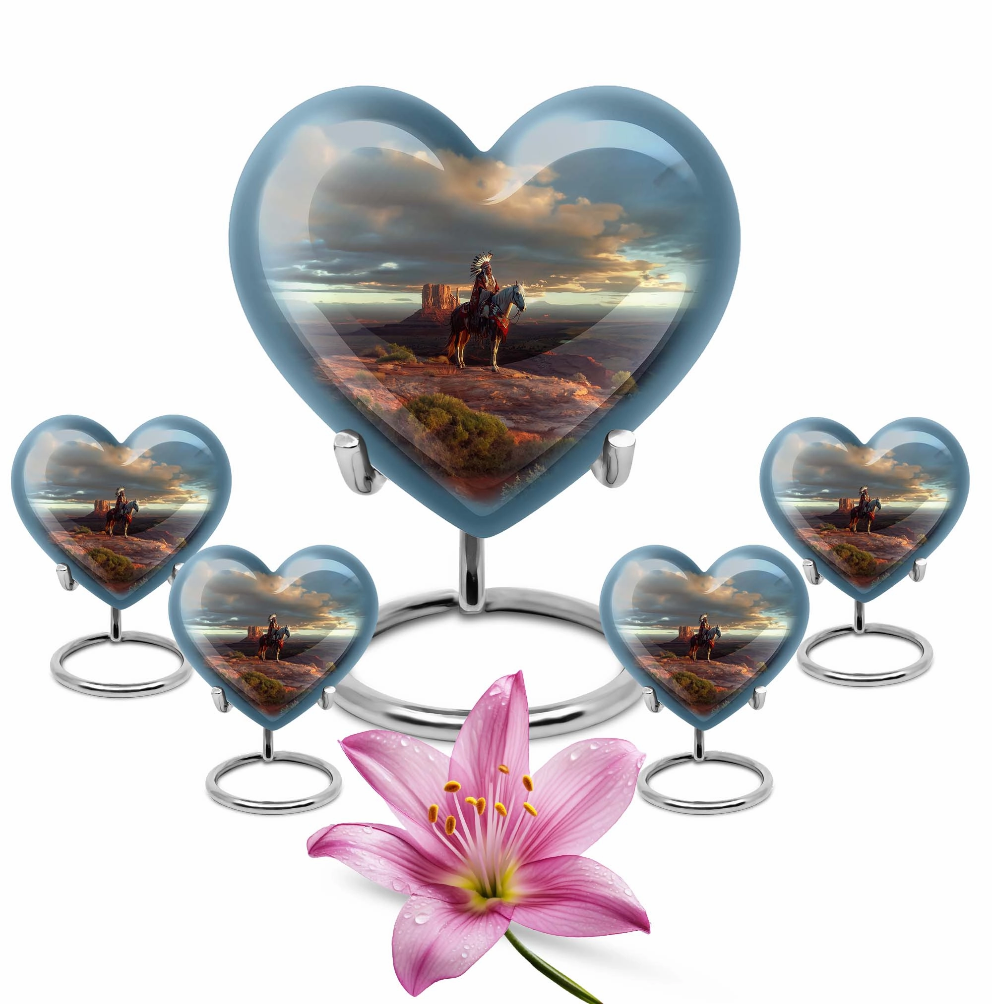 Native American Heart-Shape Funeral Cremation Urn for Men