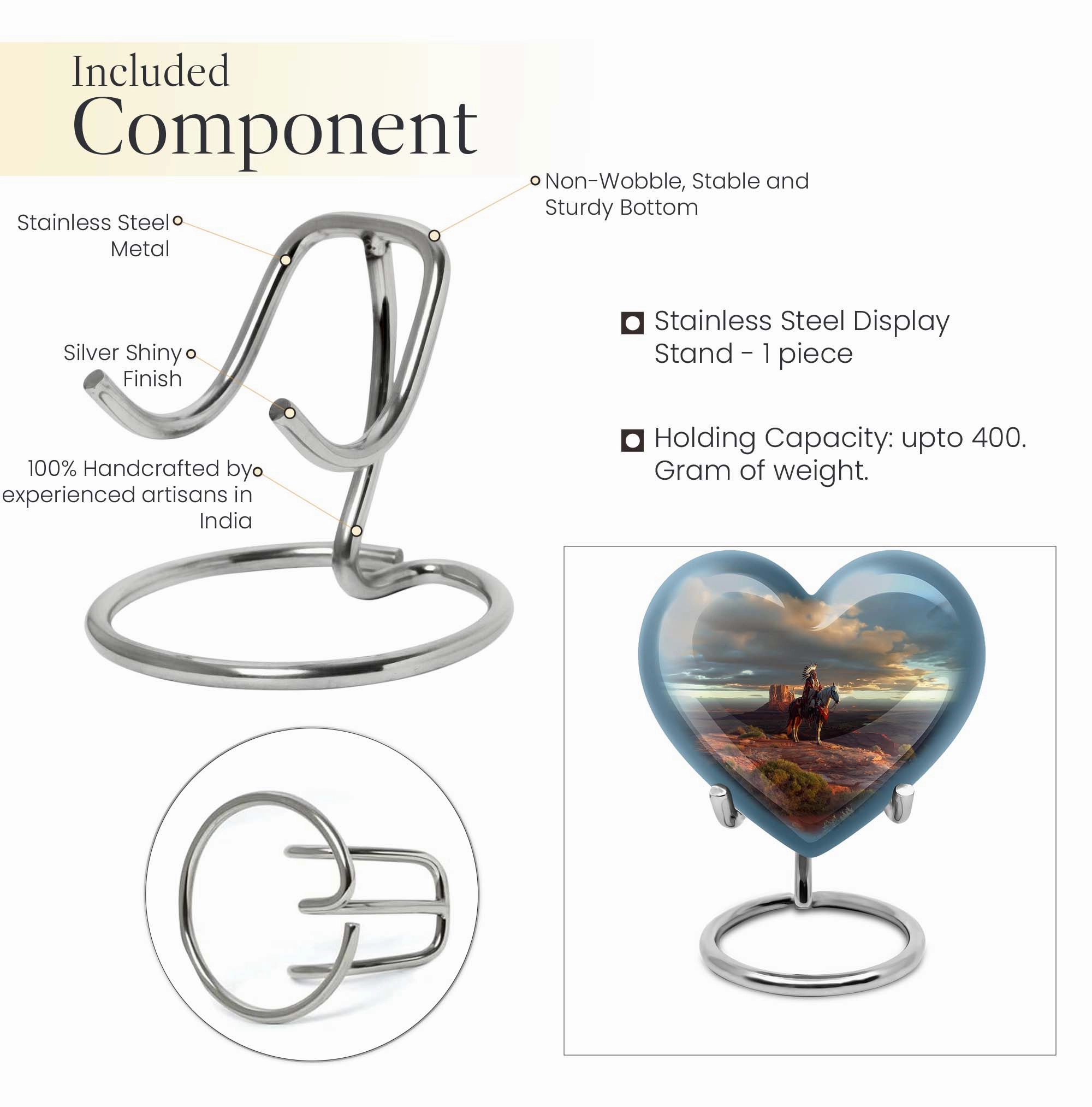 Native American Heart-Shape Funeral Cremation Urn for Men