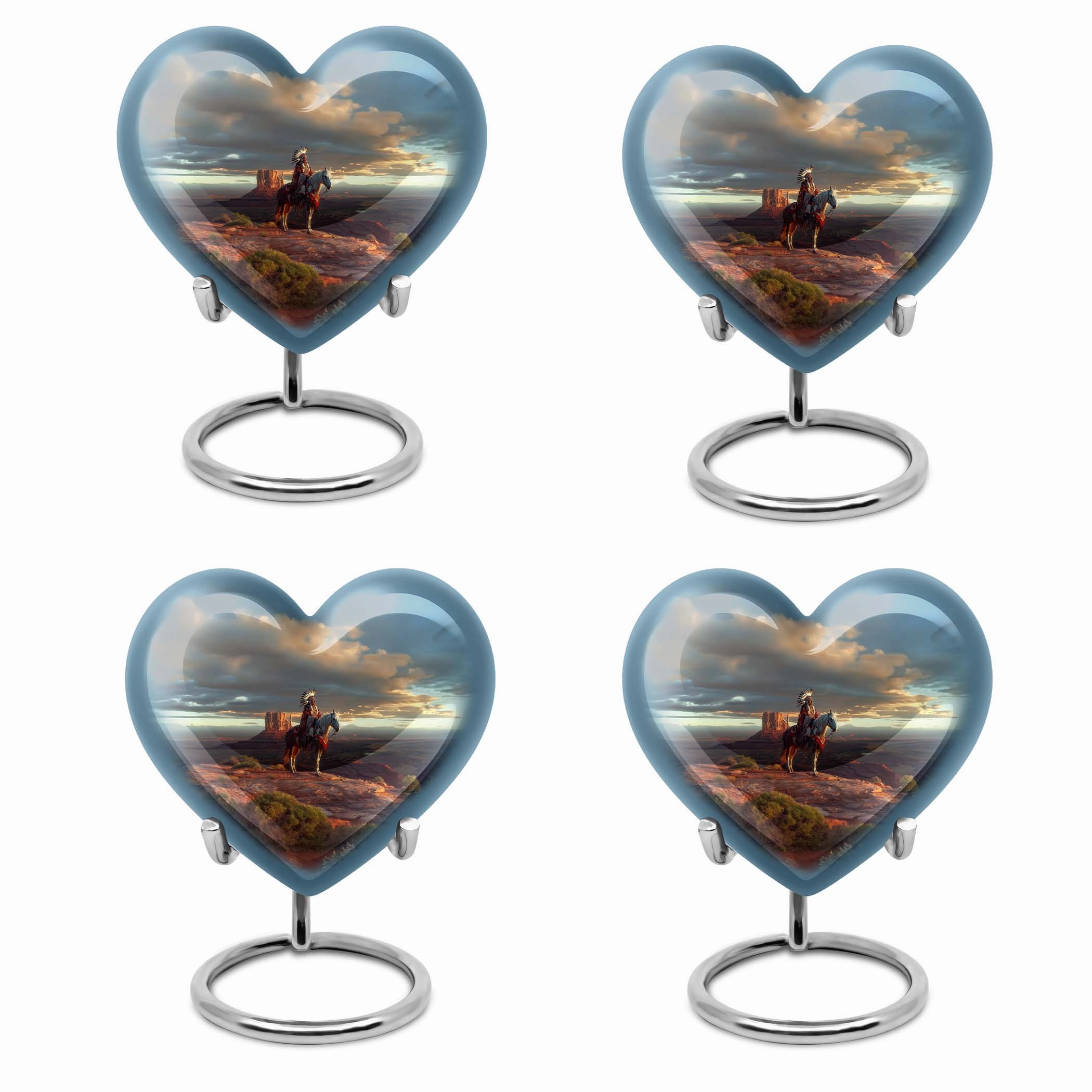 Native American Heart-Shape Funeral Cremation Urn for Men