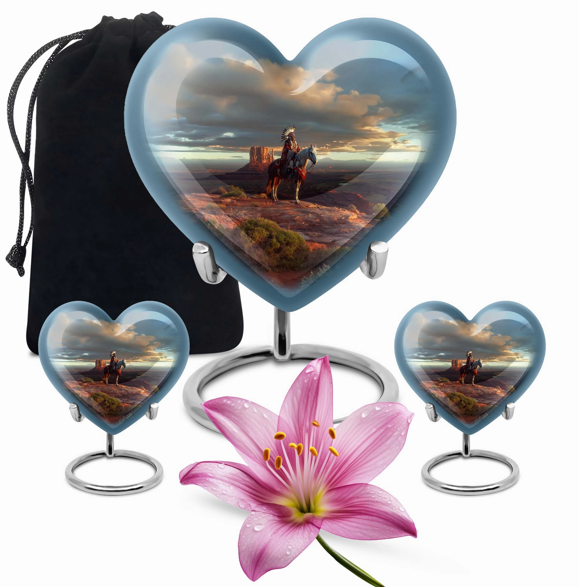 Native American Heart-Shape Funeral Cremation Urn for Men