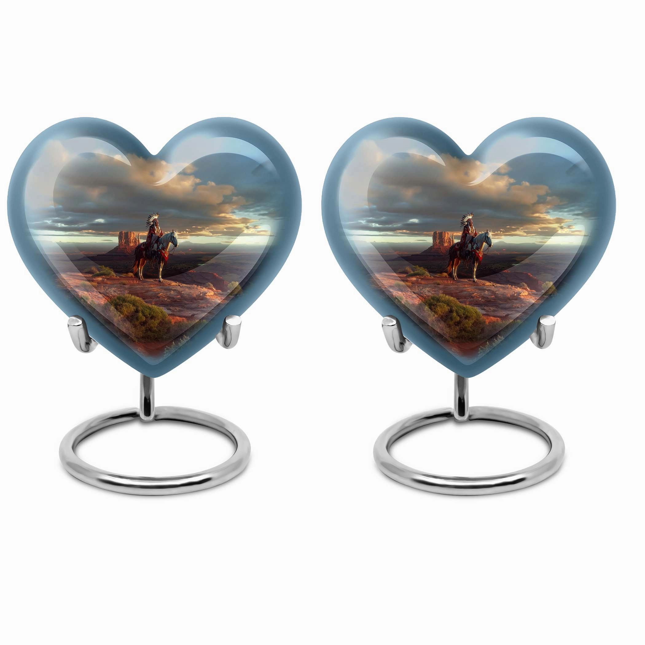 Native American Heart-Shape Funeral Cremation Urn for Men