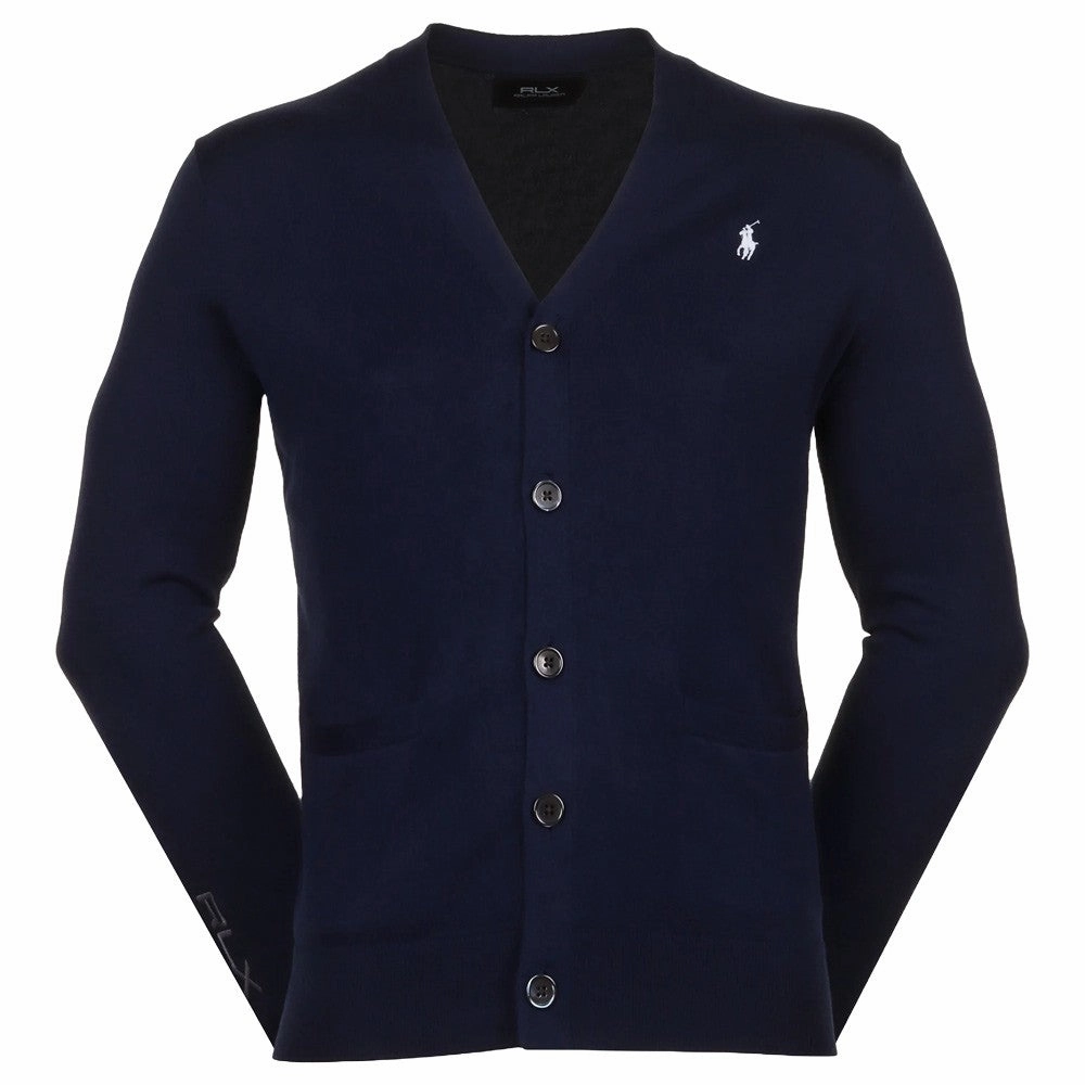 Ralph Lauren Cotton Coolmax V-Neck Golf Cardigan Refined Navy - FW24 Men