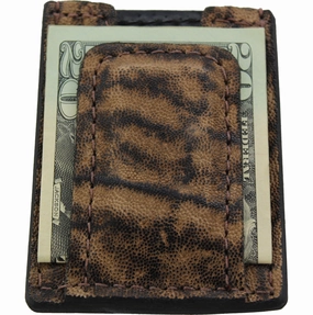 Rustic Brown Elephant Money Clip Wallet With Credit Card Slots
