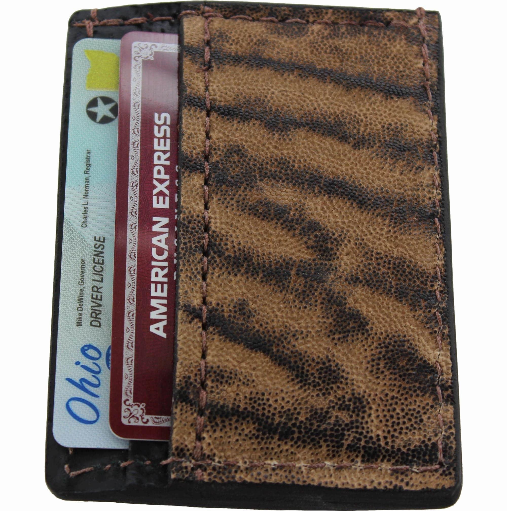 Rustic Brown Elephant Money Clip Wallet With Credit Card Slots