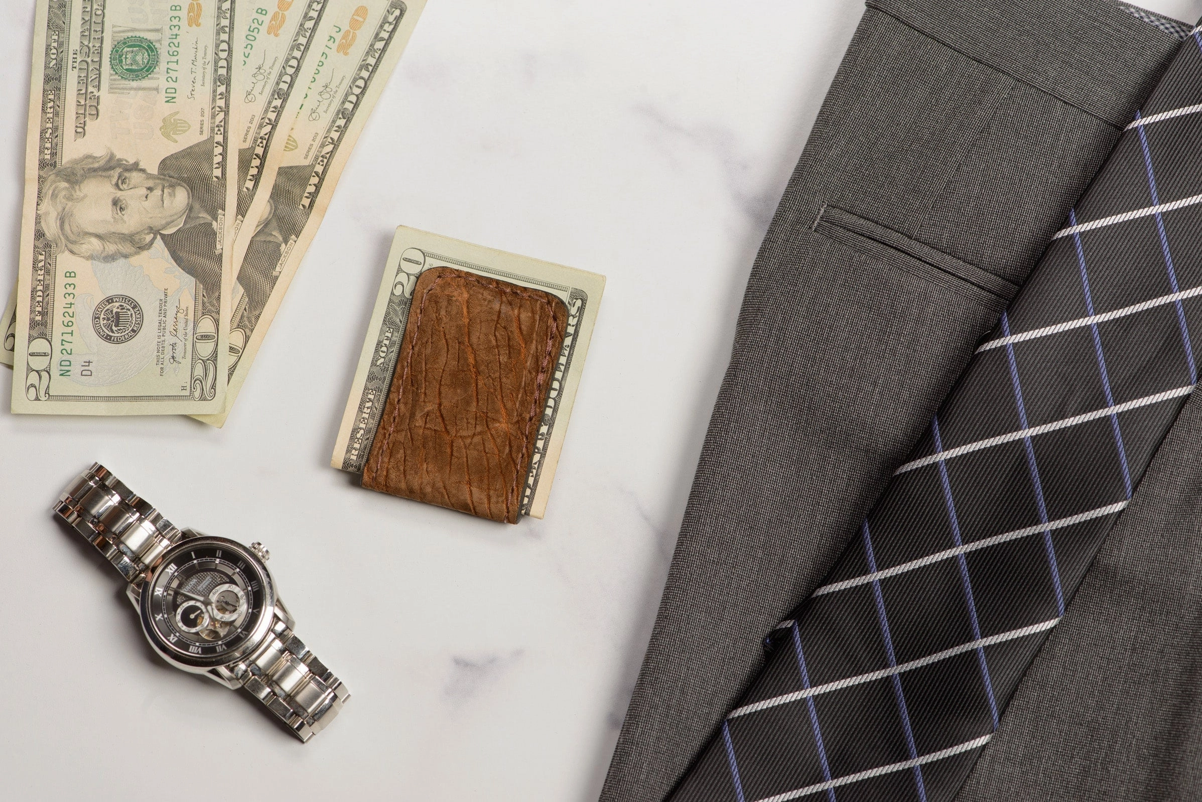 Tan Hippopotamus Men's Magnetic Money Clip