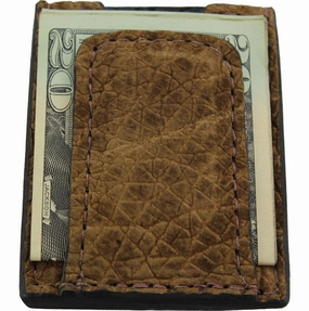 Tan Hippopotamus Money Clip Wallet With Credit Card Slots