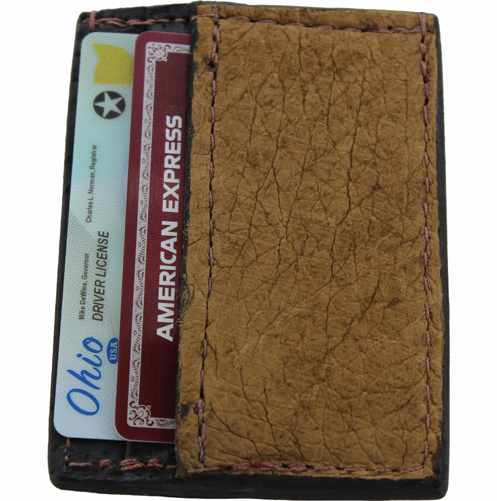 Tan Hippopotamus Money Clip Wallet With Credit Card Slots