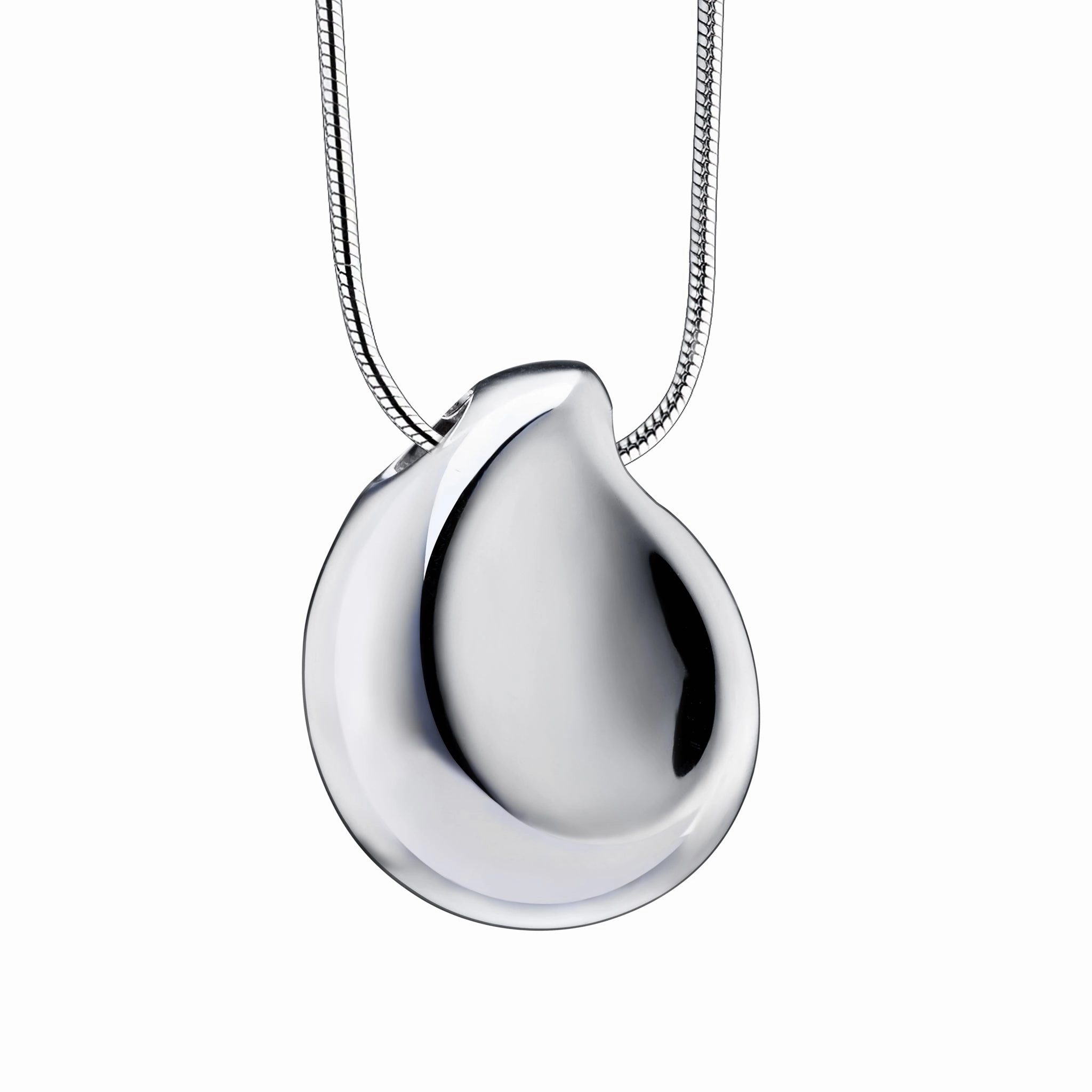 TearDrop Rhodium Plated Sterling Silver Cremation Pendant