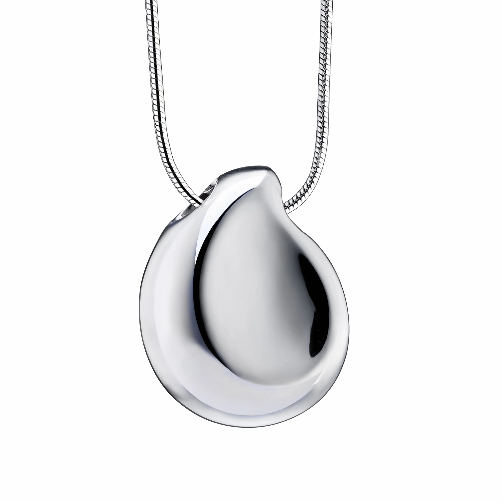 TearDrop Rhodium Plated Sterling Silver Cremation Pendant