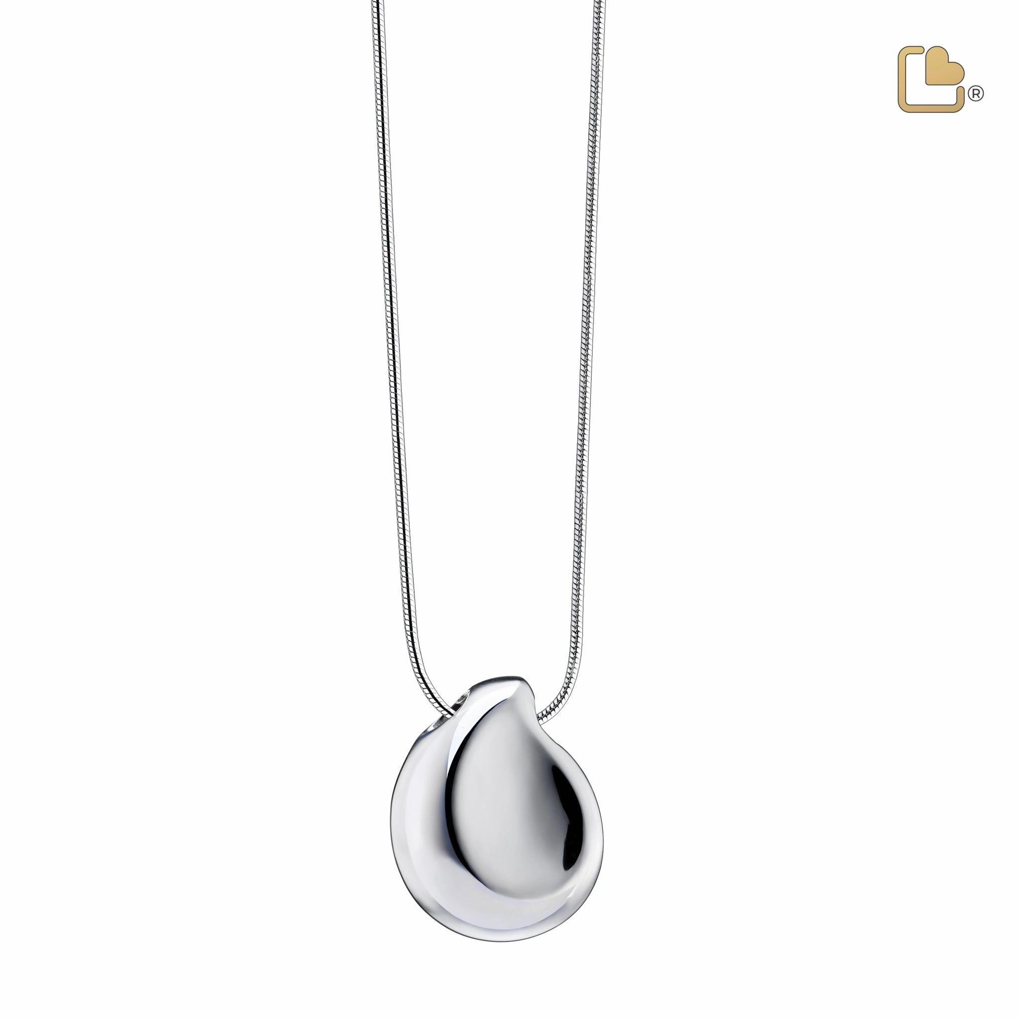 TearDrop Rhodium Plated Sterling Silver Cremation Pendant