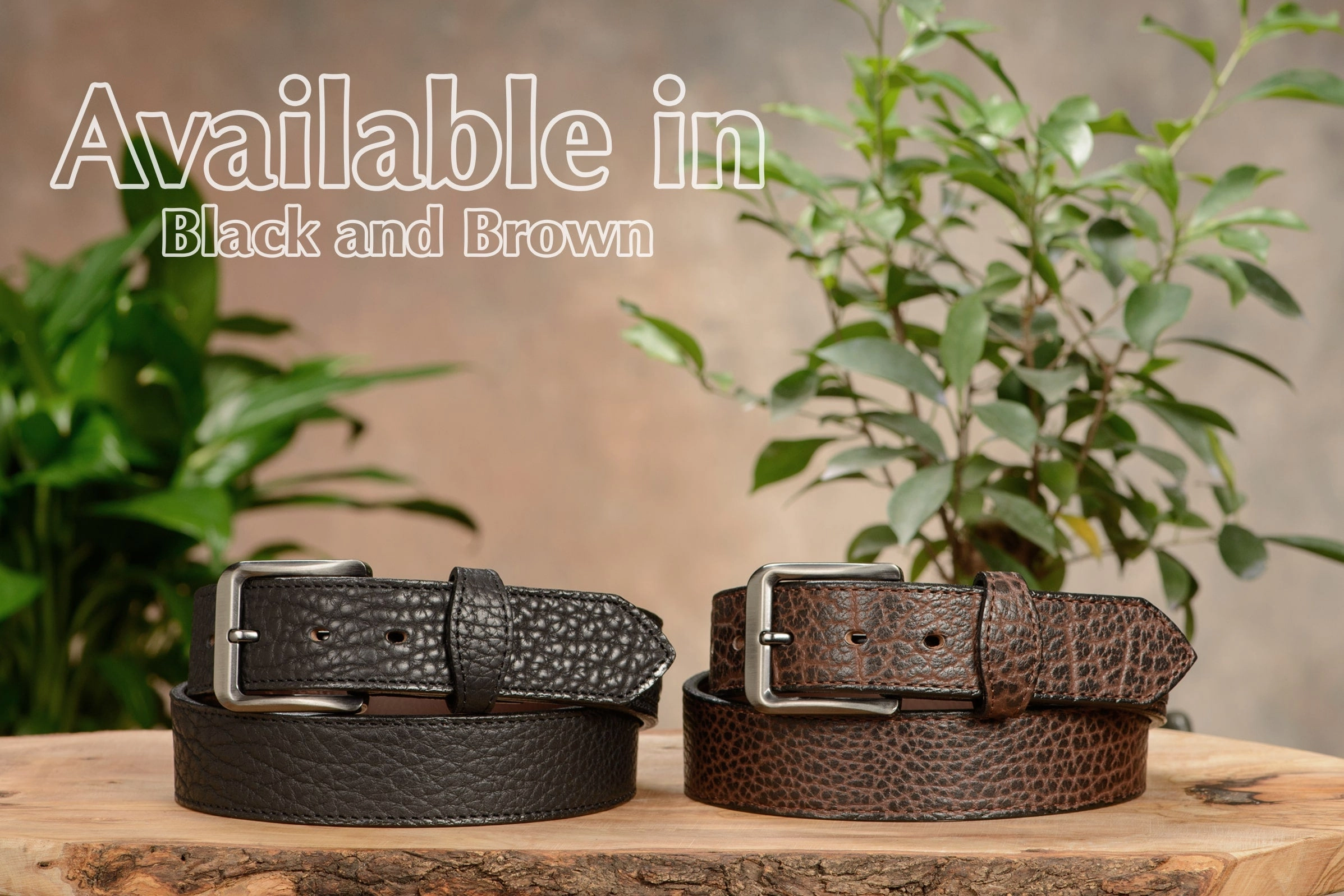 The Forester: Men's Black Stitched American Bison With Scalloped Ends Leather Belt 1.50"