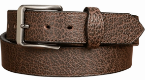The Forester: Men's Brown Stitched American Bison With Scalloped Ends Leather Belt 1.50"