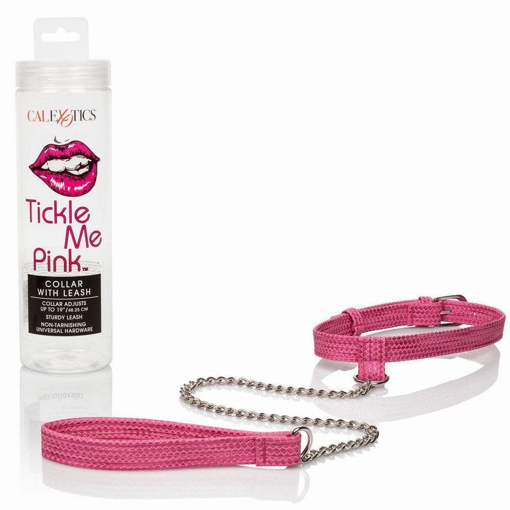 Tickle Me Pink  Glitter Collar With Leash