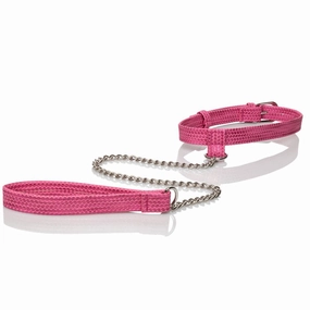 Tickle Me Pink  Glitter Collar With Leash