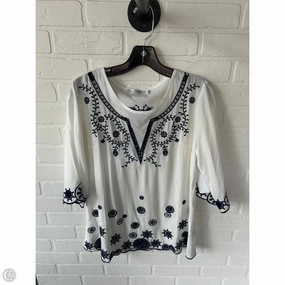 Top 3/4 Sleeve By Solitaire In Blue & White, Size: S