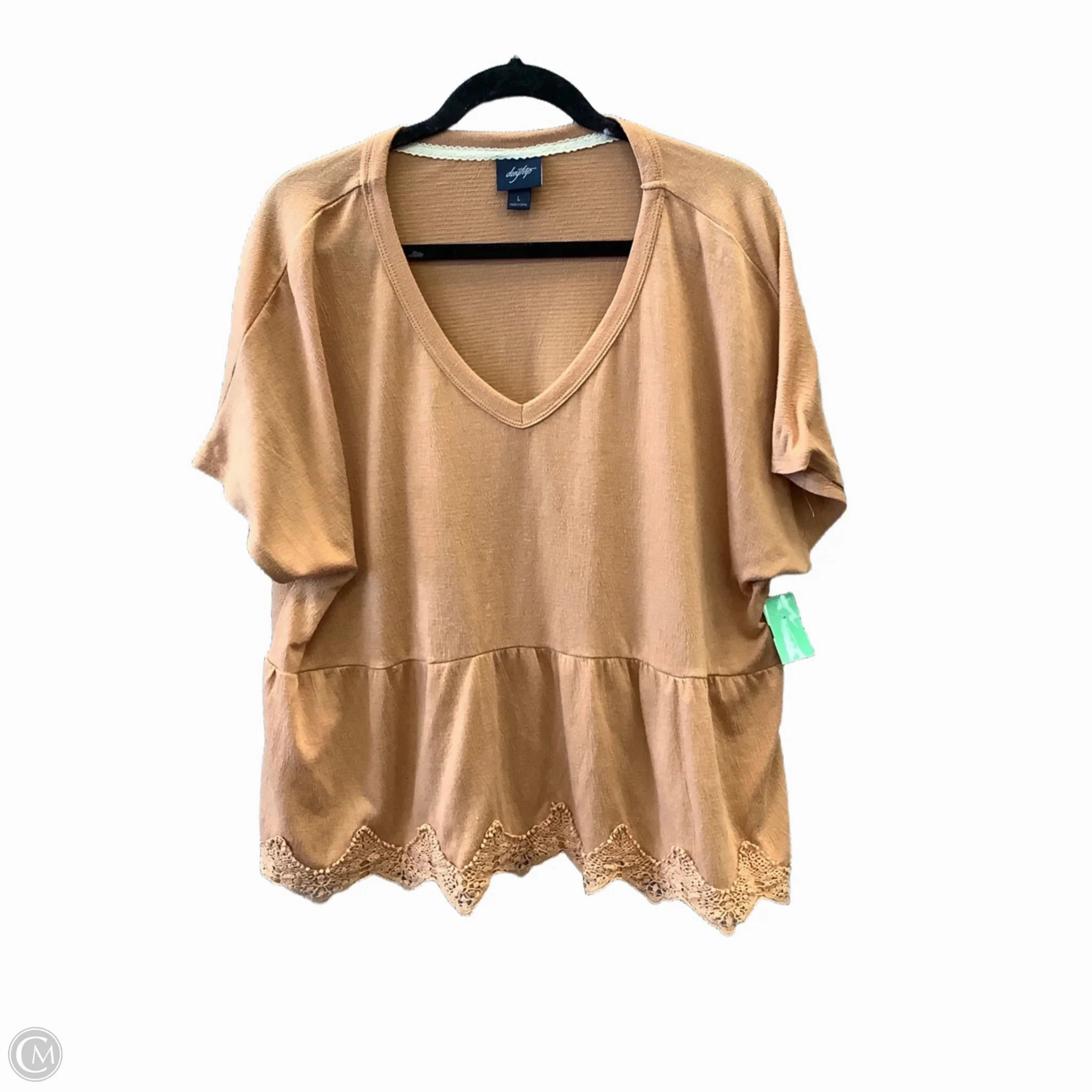 Top Short Sleeve By Daytrip In Orange, Size: L