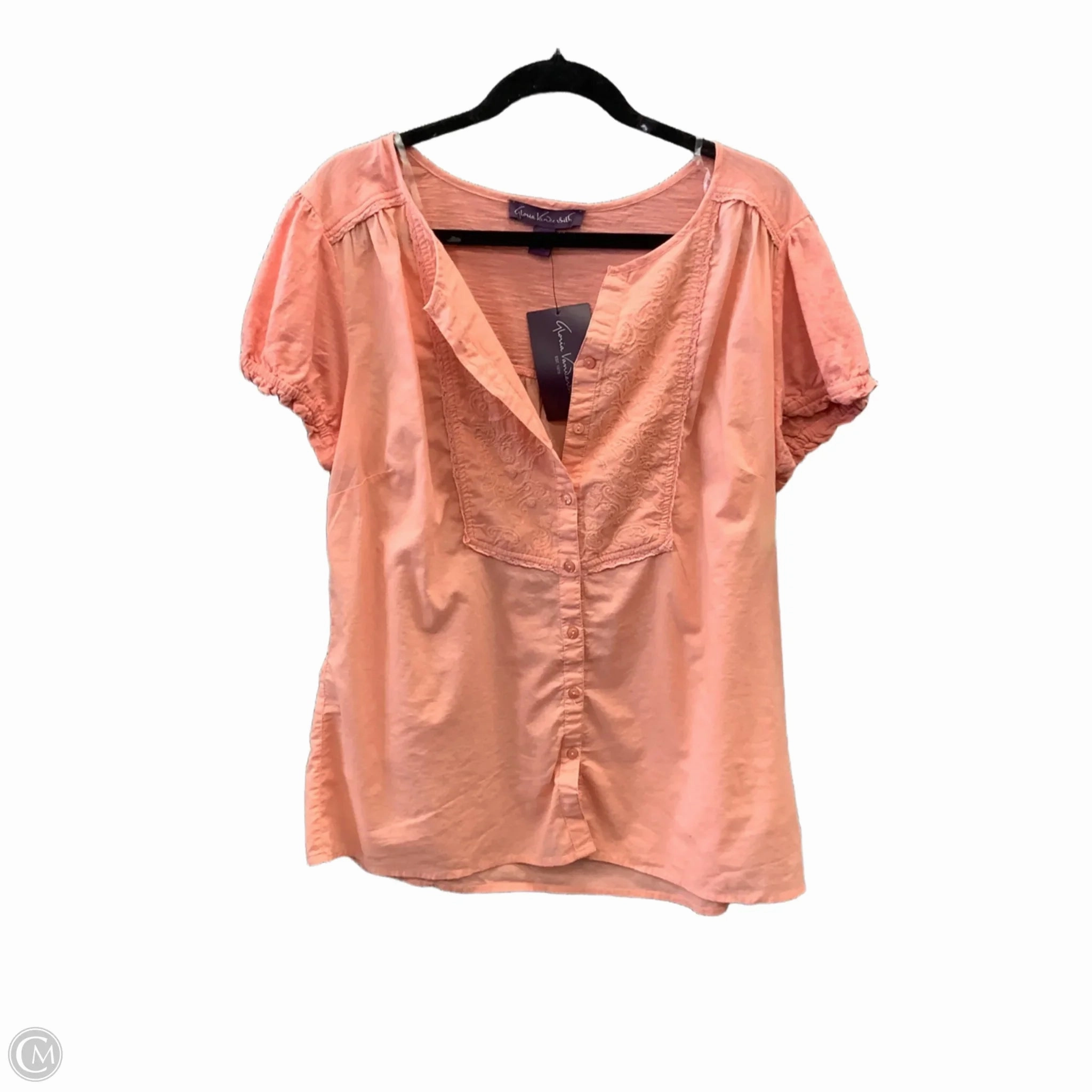 Top Short Sleeve By Gloria Vanderbilt In Coral, Size: L