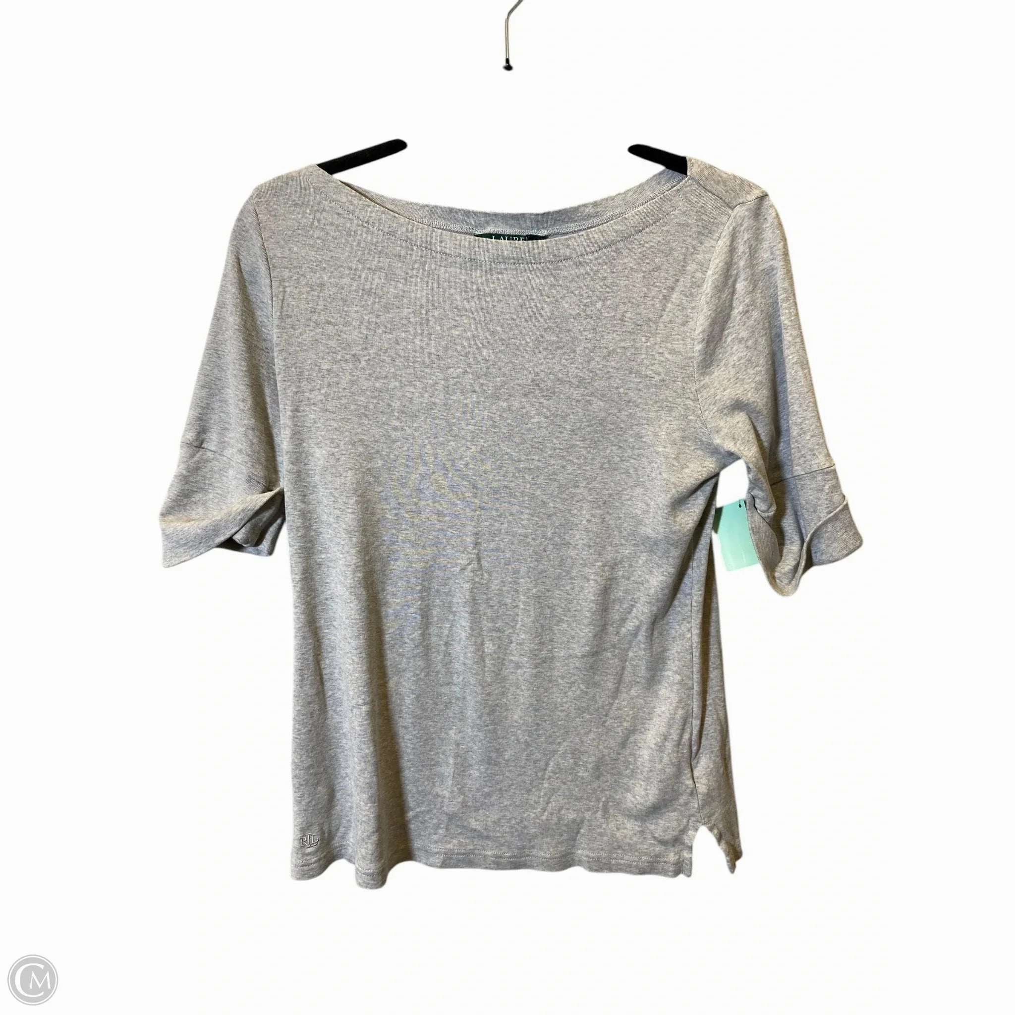 Top Short Sleeve By Lauren By Ralph Lauren In Grey, Size: L