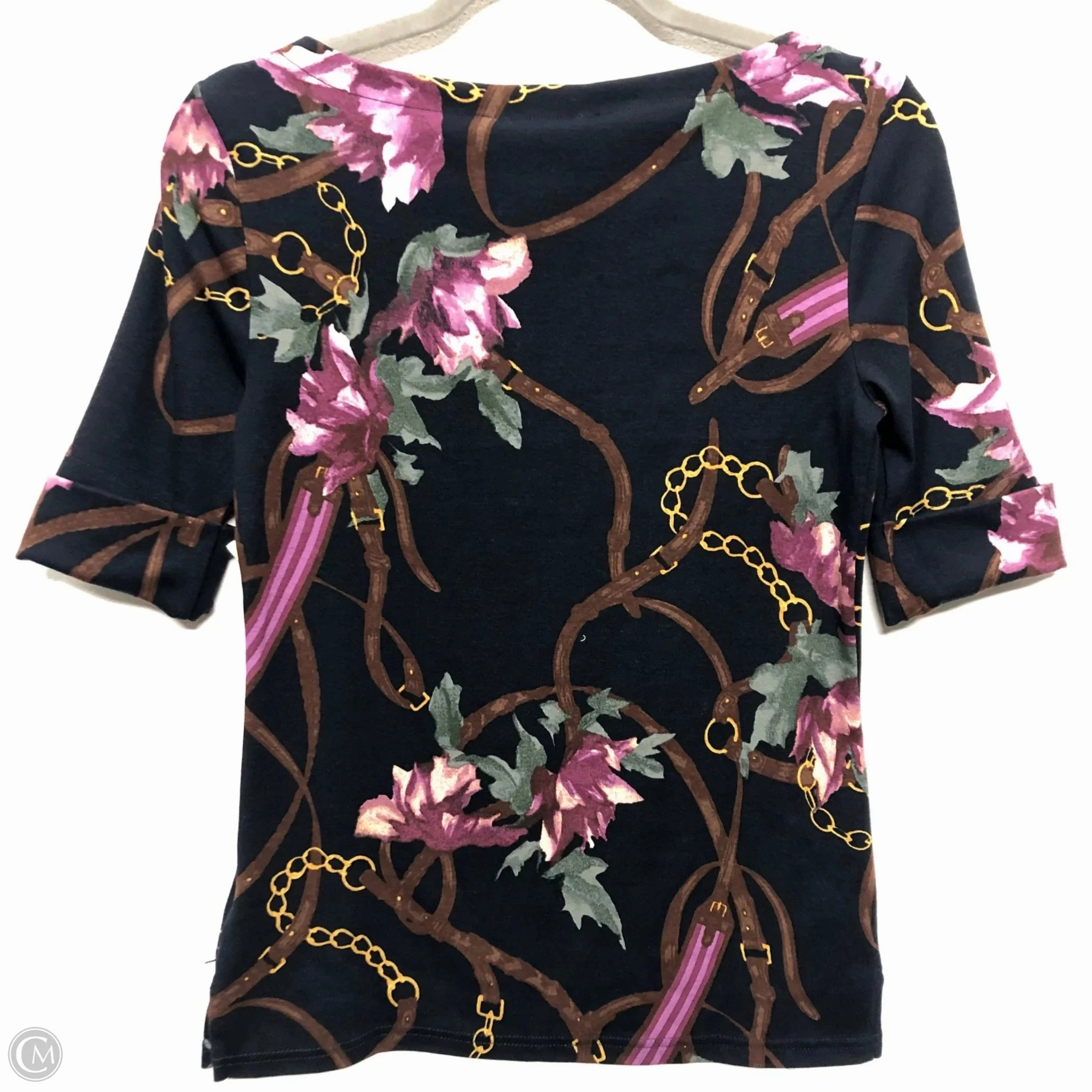Top Short Sleeve By Ralph Lauren In Blue & Purple, Size: S
