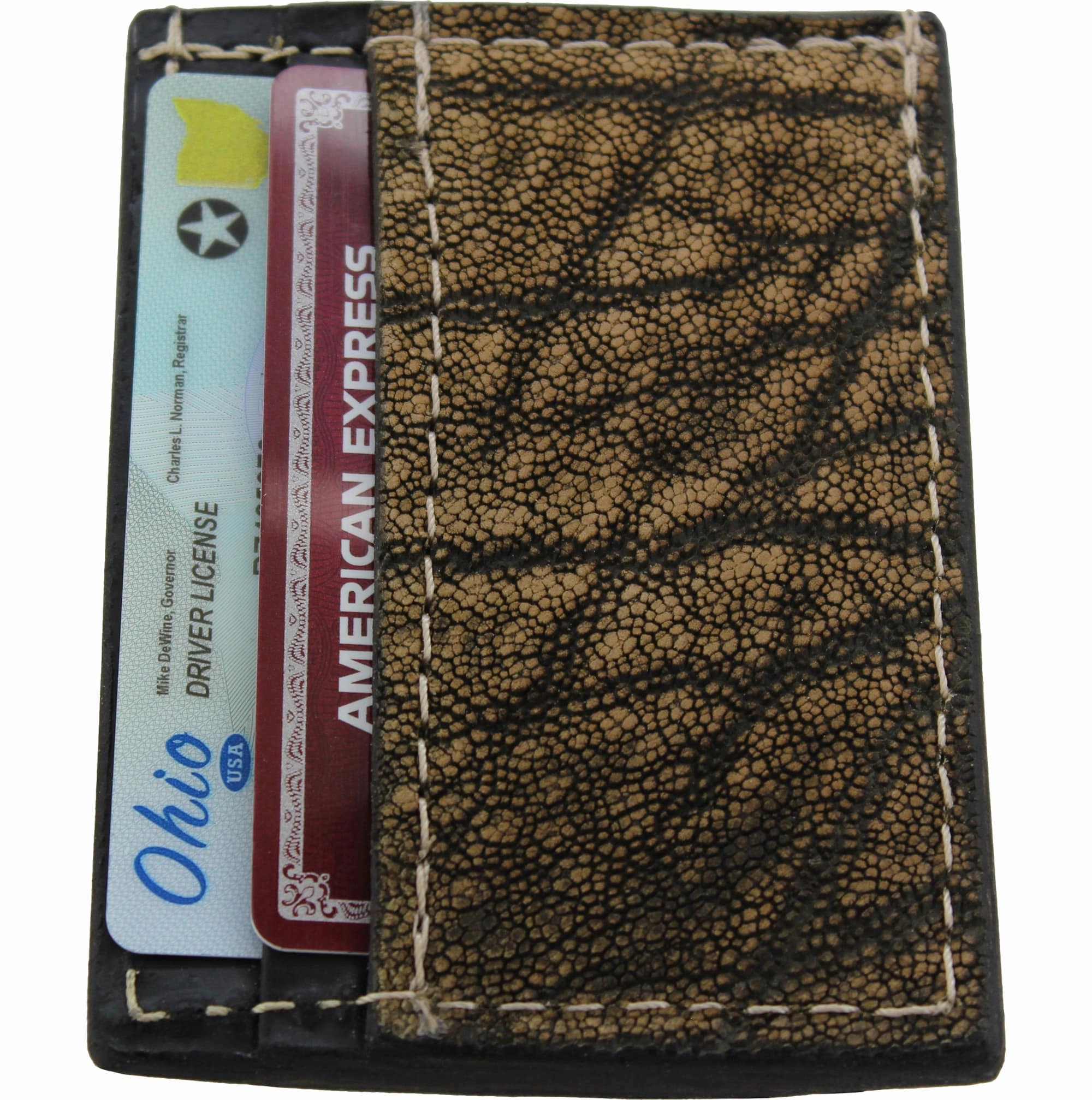 Tree Bark Elephant Money Clip Wallet With Credit Card Slots