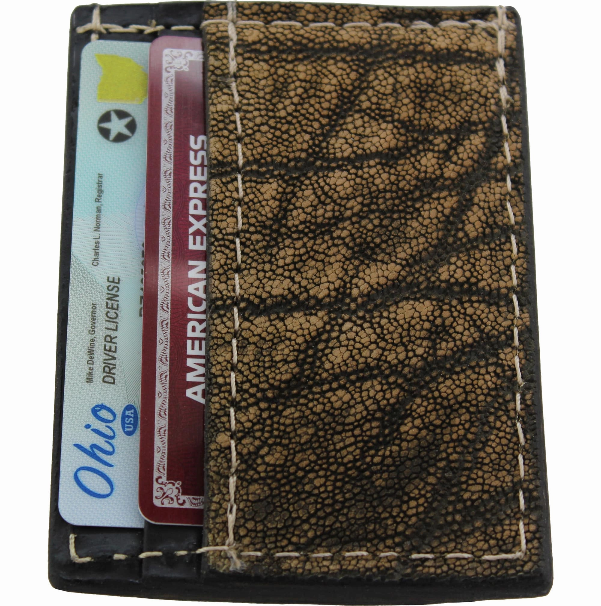 Tree Bark Elephant Money Clip Wallet With Credit Card Slots