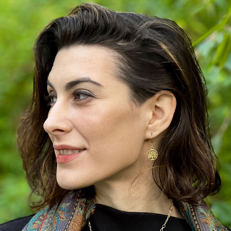 Tree of Life Earrings - Brass, Indonesia