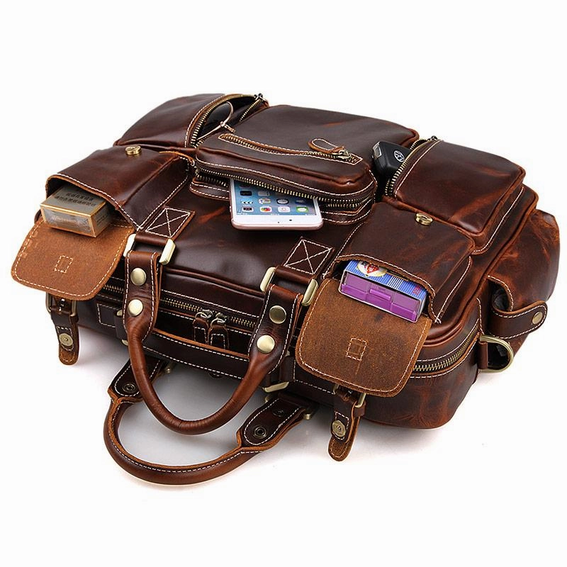 TucciPolo 7028C Fashion Style Rare Cow Leather Men's Briefcase Laptop Bag