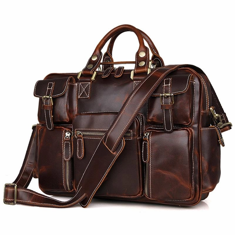 TucciPolo 7028C Fashion Style Rare Cow Leather Men's Briefcase Laptop Bag
