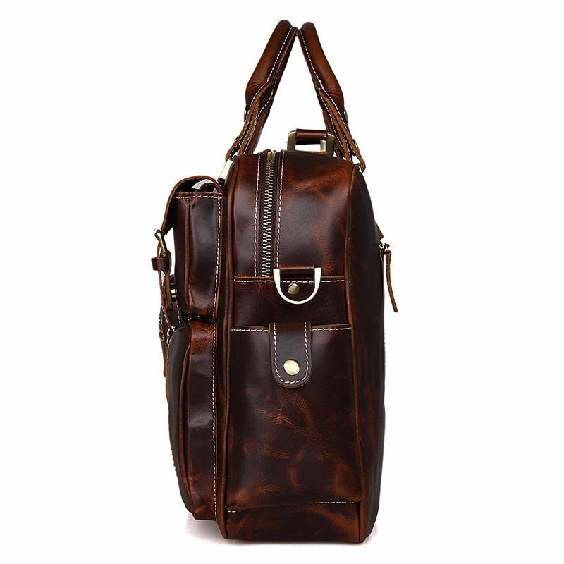 TucciPolo 7028C Fashion Style Rare Cow Leather Men's Briefcase Laptop Bag