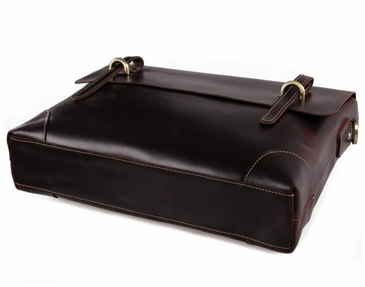 TucciPolo 7228Q Dark Brown Rare Genuine Cow Leather Men's Briefcase Laptop Messenger Handbag
