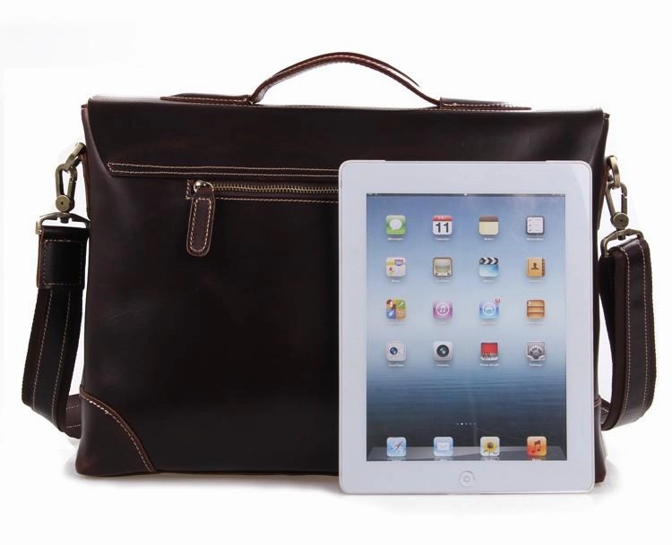 TucciPolo 7228Q Dark Brown Rare Genuine Cow Leather Men's Briefcase Laptop Messenger Handbag