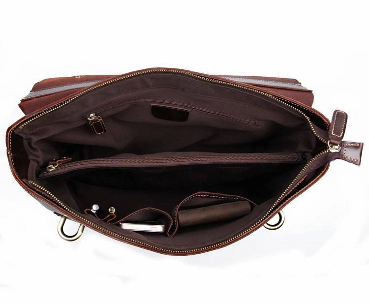 TucciPolo 7228Q Dark Brown Rare Genuine Cow Leather Men's Briefcase Laptop Messenger Handbag