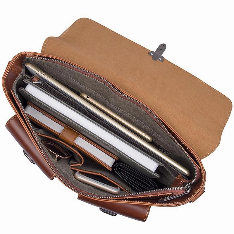TucciPolo 7376B Mens Genuine Vintage Cow Leather Briefcase Laptop Shoulder Bag