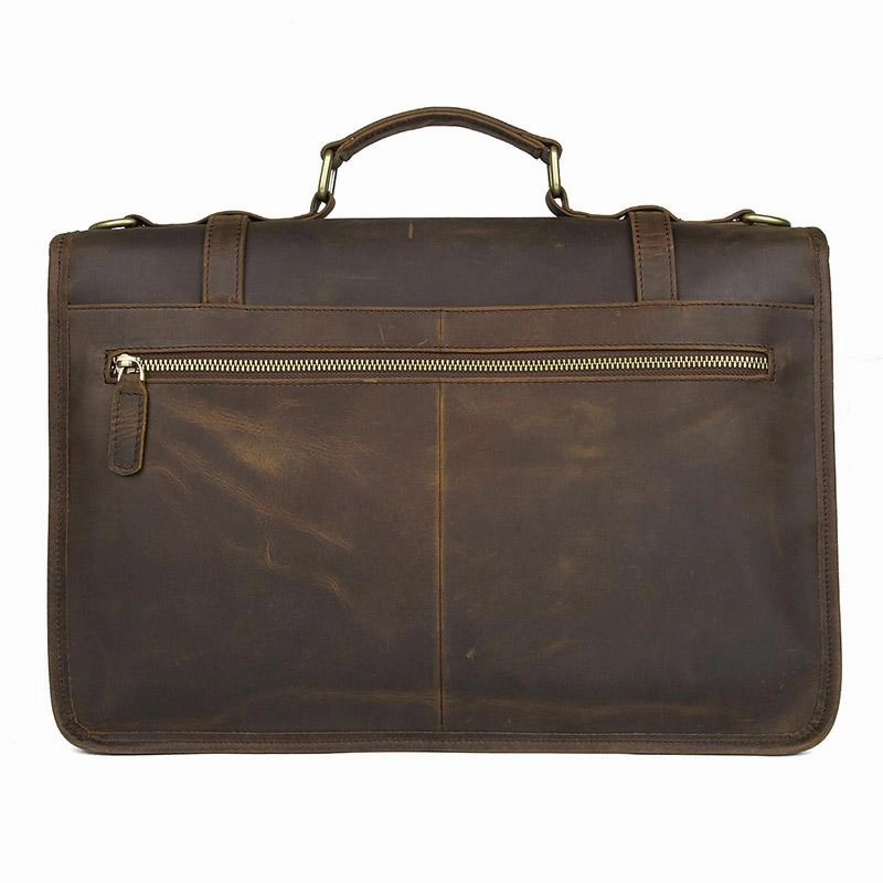 TucciPolo 7397R Mens Dark Brown Messenger Leather Laptop Briefcase Bag