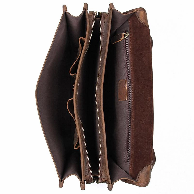 TucciPolo 7397R Mens Dark Brown Messenger Leather Laptop Briefcase Bag