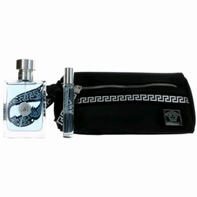 Versace Men's Gift Set with Pouch - Pour Homme Genuine Captivating Aroma, 3 Piece