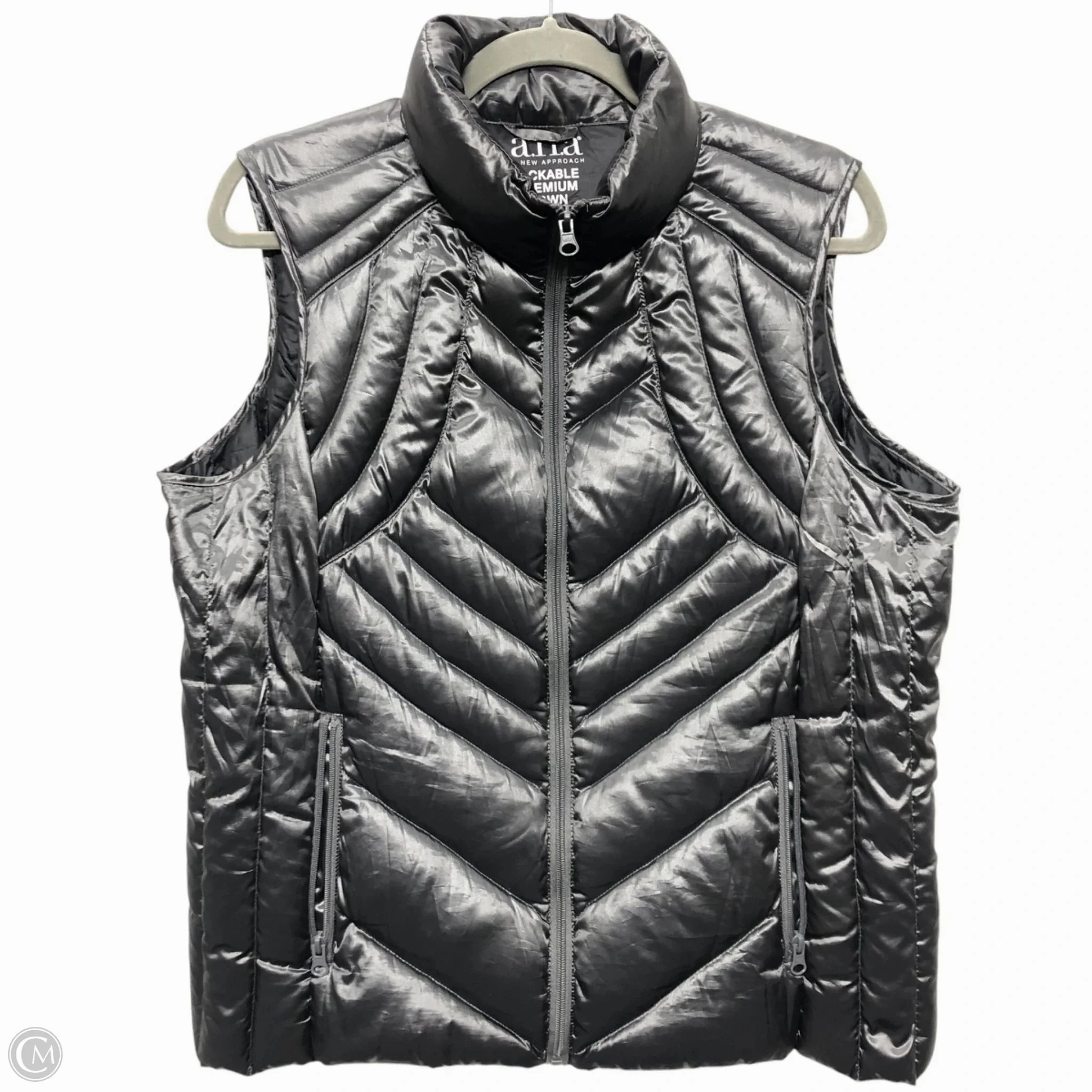 Vest Puffer & Quilted By Ana In Grey, Size: L